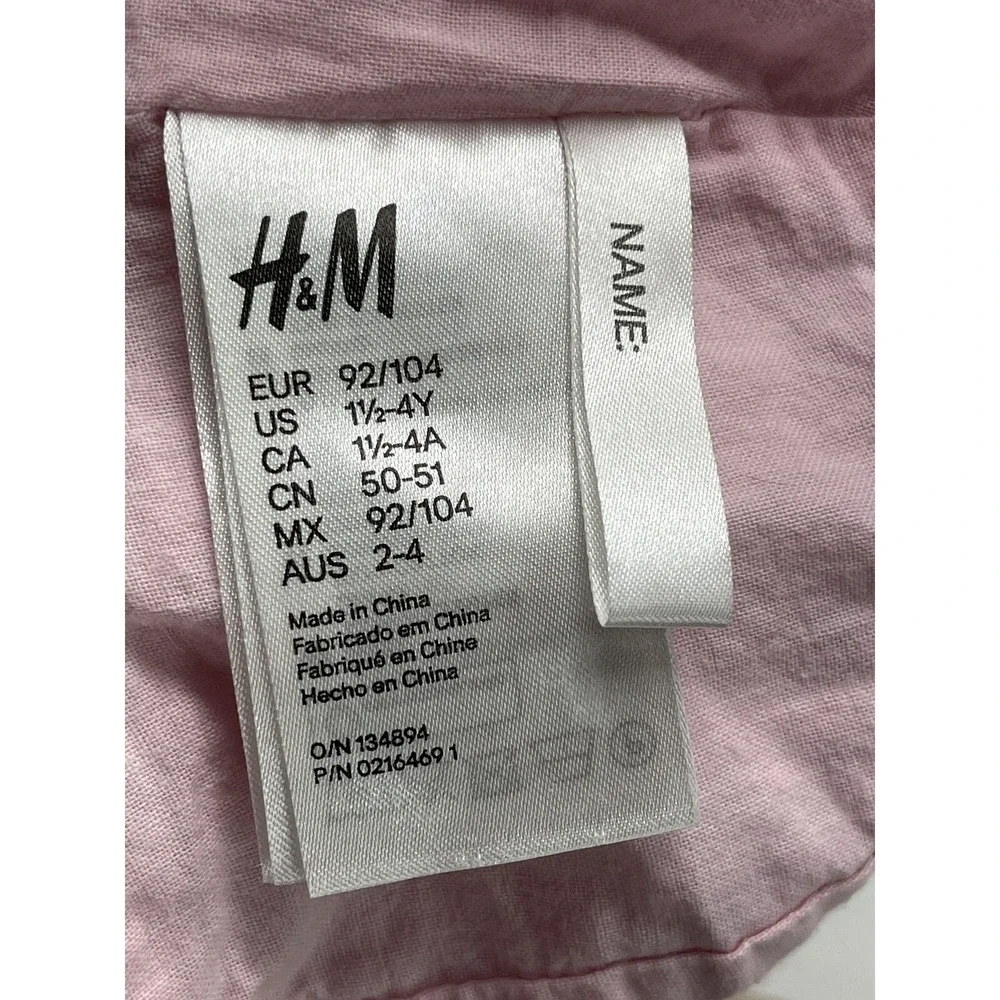 H&M Hat‎  1 1/2 - 4 Y Girls Bucket Hat Sun Pink Butterflies Bow Kids